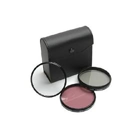 Fujifilm FinePix 3800, S3000 - 55mm High Resolution 3-piece Filter Set (UV, Fluorescent, Polarizer) - Black