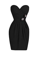 Strapless Lace Pleated Ruched  Mesh Sweetheart Short Chiffon Evening Dress/Bridesmaid Dress/Prom Dress/Wedding Dress  With Rhinestones