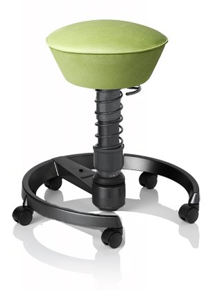 SWOPPER CLASSIC 3D-Aktiv-Bürostuhl Hocker Sitzpolster Normal, Farbe pistacchio, Fussring mit Rollen nach DIN EN 12529, Feder MEDIUM, Basis Anthrazit, Federfarbe wie Basis (SWOP22R)