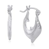 14K White Gold Polished Dolphin Flat Hoop Earrings