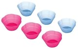 FOLDABLE TULIP/FLUTED CUPS 6 PC SET (3 RASPBERRY + 3 BLUE)