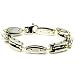 Stainless Steel Fancy Rubber Inlay w/ Golden Style Dumbbell Links Bracelet