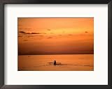 Lone Fisherman at Sunset, Panglao Island, Bohol, Philippines, Central Visayas Collections Framed Photographic Poster Print by John Pennock, 21x17