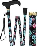 Midnight Bloom Adjustable Folding Cane