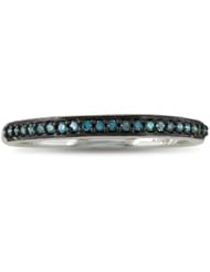 10K White Gold Blue Diamond Wedding Band Ring (1/10ct tw Sizes 4-10)