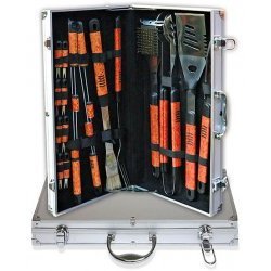 18-Piece BBQ Grill Tool Set with Aluminum Case (Silver) (3H x 19W x 10D (case)) from Barbecue Tools
