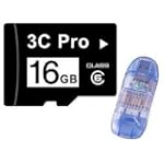 3C Pro 16GB 16G microSD microSDHC Memory Card Class 6 with SD Adapter and USB Card Reader - 3C_TF16G_C6R1BLUE - Bulk