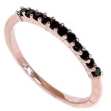 Rose Gold .30CT Black Diamond Wedding Anniversary Ring Guard Stackable Band
