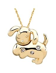 Dottie The Dog Waggles Pendant With Chain 14K Yellow Gold 14.25X16.50 mm