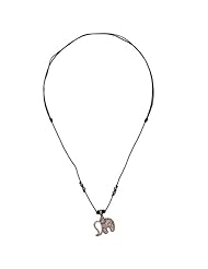 1.84 Carats Pave Diamond Necklace Elephant Charm Sterling Silver .925 Macrame Fashion Jewelry