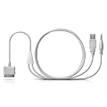 White, 1.2m iPhone 3.5mm Audio and USB Dock Cable, AUX, Charge and play In-car music through Car Stereo at the same time, Use at home, portable, or car stereo to listen to high quality line-out audio, USB 3.5mm In-Car AUX Audio/Charger Cable For Apple iPod / iPhone 2G, 3G, 3GS, 4G / iPad 1 / iPad 2 (Part of the GoGadgets� Range)