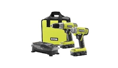 Ryobi P882 One+ 18v Lithium-Ion Drill and Impact Driver Kit