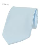 New Mens Solid Color Extra Long Baby Blue Necktie Tie