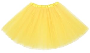 Simplicity Women's Classic Elastic, 3-Layered Tulle Tutu Skirt, Yellow