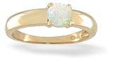 14K Yellow Gold Genuine Round Opal Ring