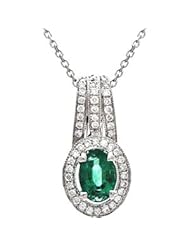 Emerald and Diamond necklace in 14kt white gold