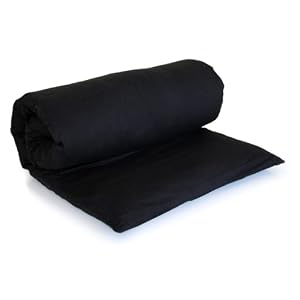 Shiatsu Matte für Massage oder Meditation, Futon naturfarben mit Bezug in schwarz, dicke Unterlage für Thaimassage