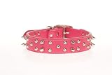 Pink Leather Spiked Studded Dog Collar 22 inch