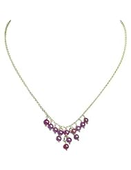 Sterling Silver Pink Imitation Round Pearl Necklace 16"