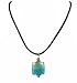 Necklace - N157 - Murano Style Glass Pendant - Square ~ Aqua and Peridot Green on Velvet Flock Cord