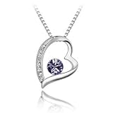 Kzafrance Collection "Fête des Mères" Collier Battement de Coeur Serti dun Cristal Swarovski Etincelant - Violet Améthyste