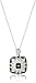 Amazon Collection Sterling Silver and 14k Gold Black or Blue Diamond Square Art Deco Pendant Necklace, 18