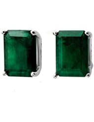 Genuine 2.60 ctw Emerald Stud Earrings 14K White Gold