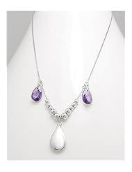 Purple CZ Necklace In 92.5 Sterling Silver