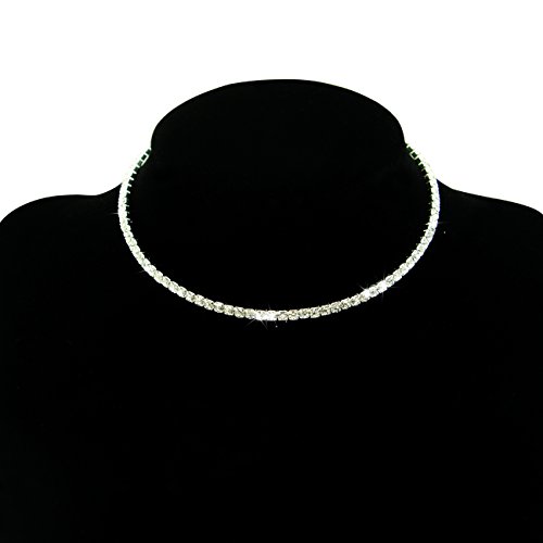 Fit&wit Bridal Wedding Jewelry Crystal Rhinestone Collar Choker Necklace Silver