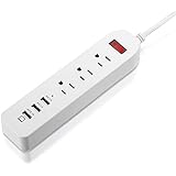 Power Strip, Firstbuy 3-Outlet Surge Protector Home/Office/Travel Mini Power Strip with 3-USB Charging Ports Power Adapter 1250W/10A for iPhone, iPad, Samsung, HTC, LG, Tablets and More- 6ft Cord