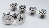 Masonic Square and Compass Cuff Links & Shirt Studs Silver