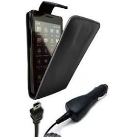 Samsung i9100 Galaxy 2 Housse en cuir noir avec la Garde de l'�cran et chargeur de voiture.
