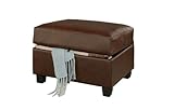 IMAGE OF Bonded Leather match Walnut CockTail Ottoman w/Storage PDS F70382