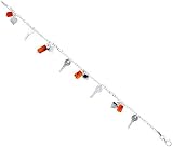 Sterling Silver Italian Pendant Bracelet, w/ Dangling Hearts, Keys and Natural Carnelian Stones, 5/8 (16mm) wide