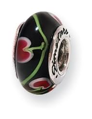 Black and Red Glass Charm for 3mm Charm Bracelets
