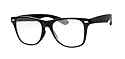 Clear Lens Geek Retro Unisex Wayfarer Glasses, Gloss Black Frame, Full UV Protection
