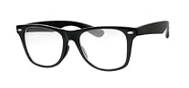 Clear Lens Geek Retro Unisex Wayfarer Glasses, Gloss Black Frame, Full UV Protection