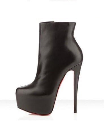 MDR Store@ Fashion Faux Leather High Heels Short Boots Shoes Women's Girls' PU Platform Pumps Black Boot