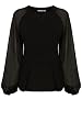 Knit with Sheer Sleeve Blouse