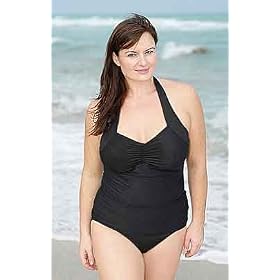Buy Beach Belle® Black Plus Size Sweetheart Halter Tankini Top - Ladies Swimwear Plus Size... by Swimsuits For All