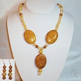 Yellow Jade Necklace and Earring Set 18 inches