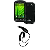 EMPIRE Black Rubberized Hard Case Cover + Car Charger (CLA) for AT&T BlackB ....