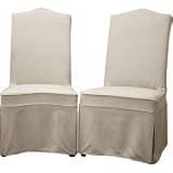 Baxton Studio Coralie Beige Linen Slipcover Effect Dining Chair, Set of 2 NoPart: Y-923-CW-018