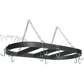 Click here to buy Professional Hard Anodized Oval Ceiling Pot Rack 18 x 36 by Calphalon.