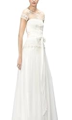 A-line Sweetheart Lace-Up Illusion Tulle  Dress with a Brush/Sweep Train 