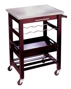 Neu Home Expresso Collection Small Serving Cart with Stainless Steel Top