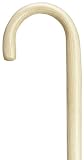 Hospital Cane - Round nose crook handle hospital cane, 1' diameter hardwood shaft, 42' long w/rubber tip