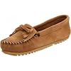 Minnetonka Women's 407 Kilty Moccasin,Taupe Suede,11 M US