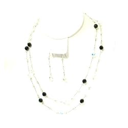 Swarovski Ab Black Clear Crystal Necklace Ear Ring Set