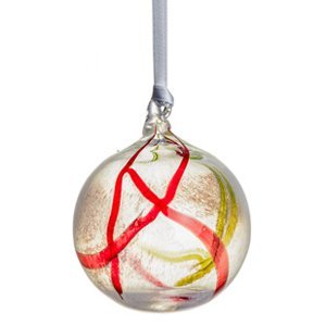 Kosta Boda Contrast Christmas Ornament 2014, White Red & Lime Kosta Boda Contrast Christmas Ornament 2014, White Red & Lime